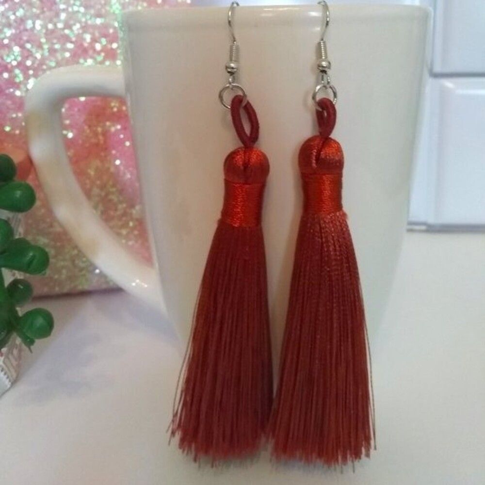 Deep Copper Tassel Earrings